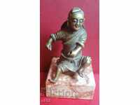 Old monk figurine - small plastic - bronze
