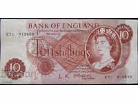 Англия 10 Шилинга 1960 VF Рядка Банкнота