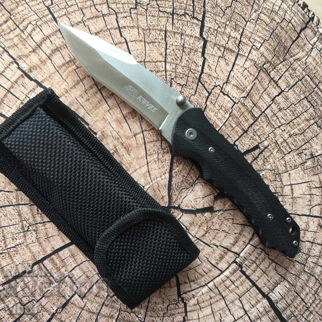 Сгъваем джобен нож Knives с клипс и калъф 90x215