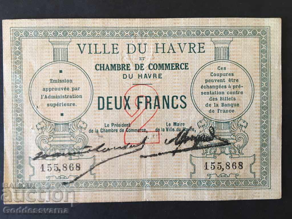 Auction France Chambre De Commerce De Havre 2 Francs 1914 Auction France Chambre De Commerce De Havre 2 Francs 1914