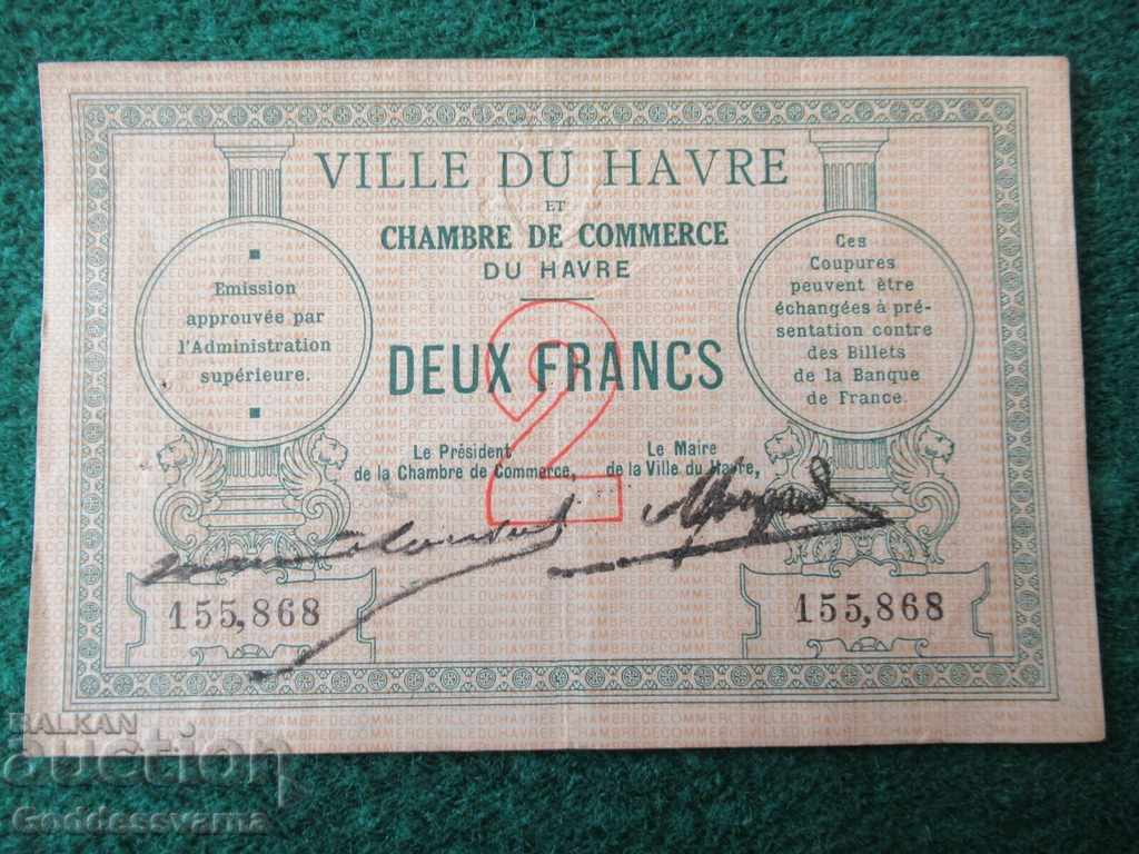 Γαλλία Chambre De Commerce De Havre 2 φράγκα 1914
