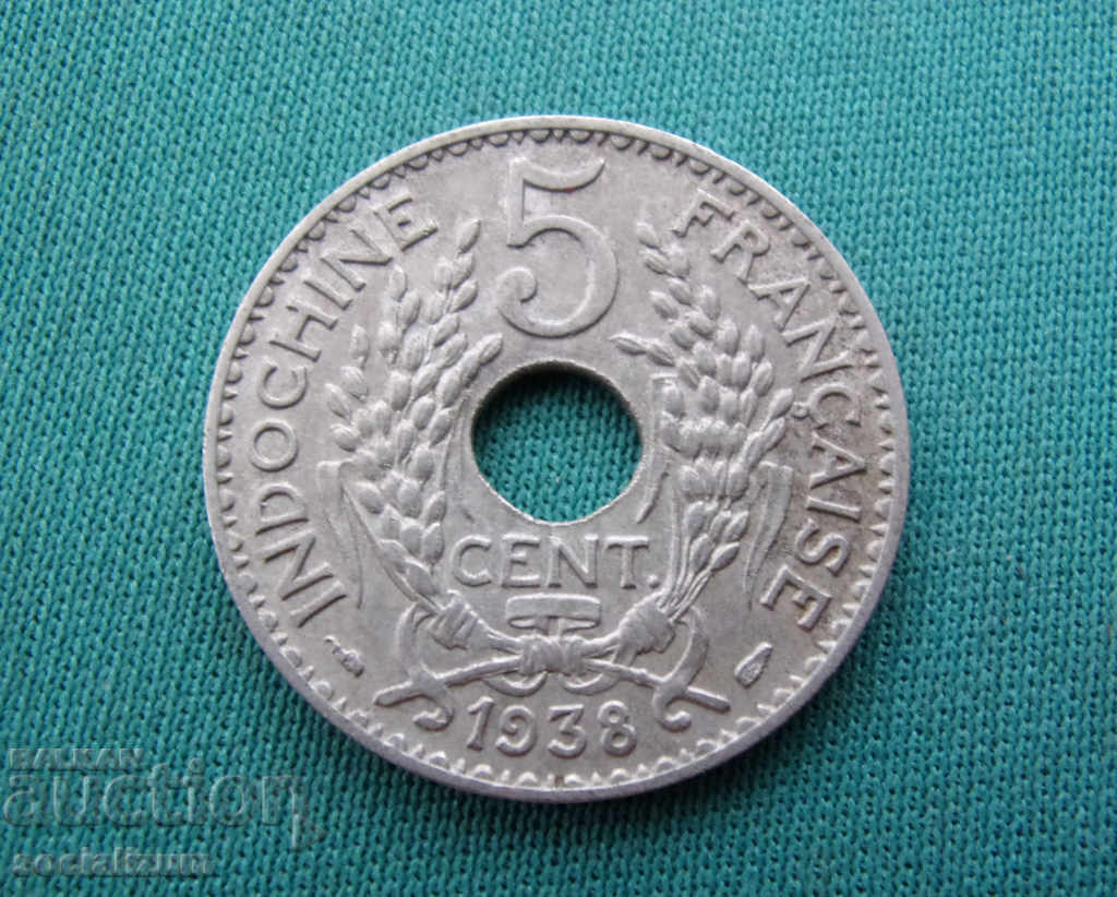 Indochina 5 Santim 1938 Rare cu preț € 10.23 | 20.01 BGN