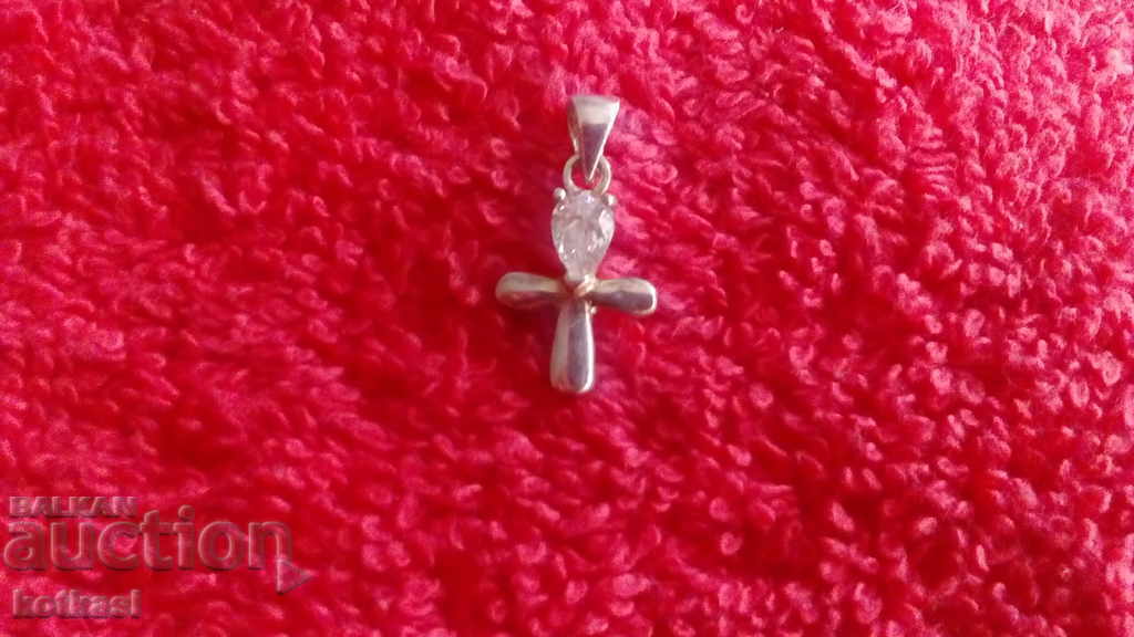 Silver 925 cross with semi-precious stone marking