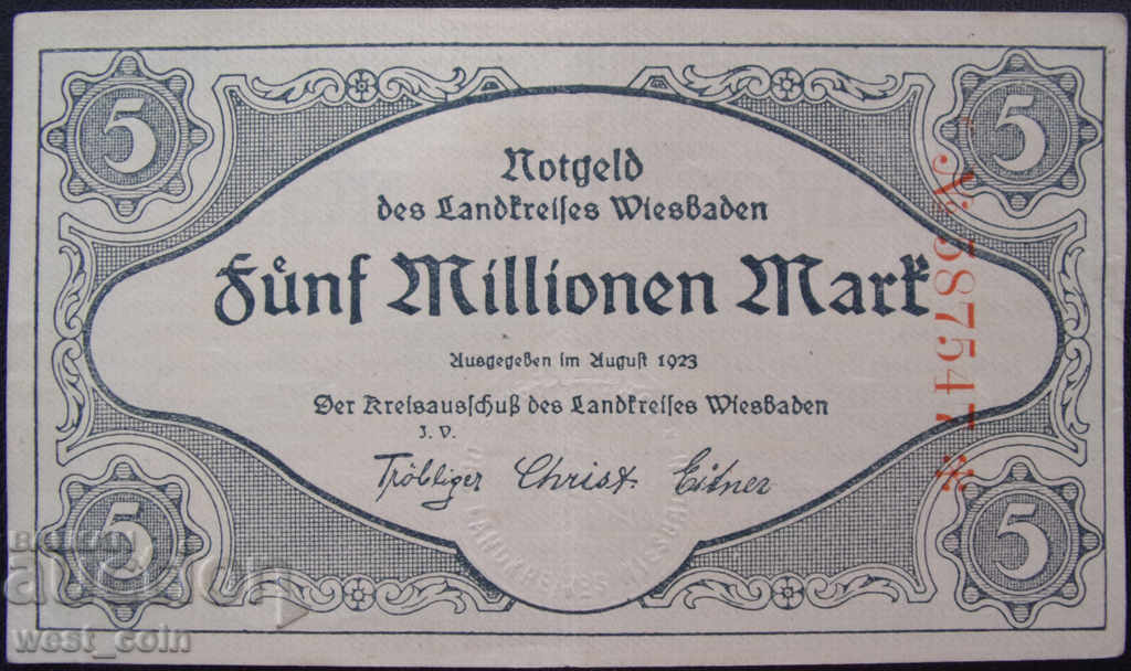 Banknote Collection Germany 5,000,000 Mark 1923 R rare