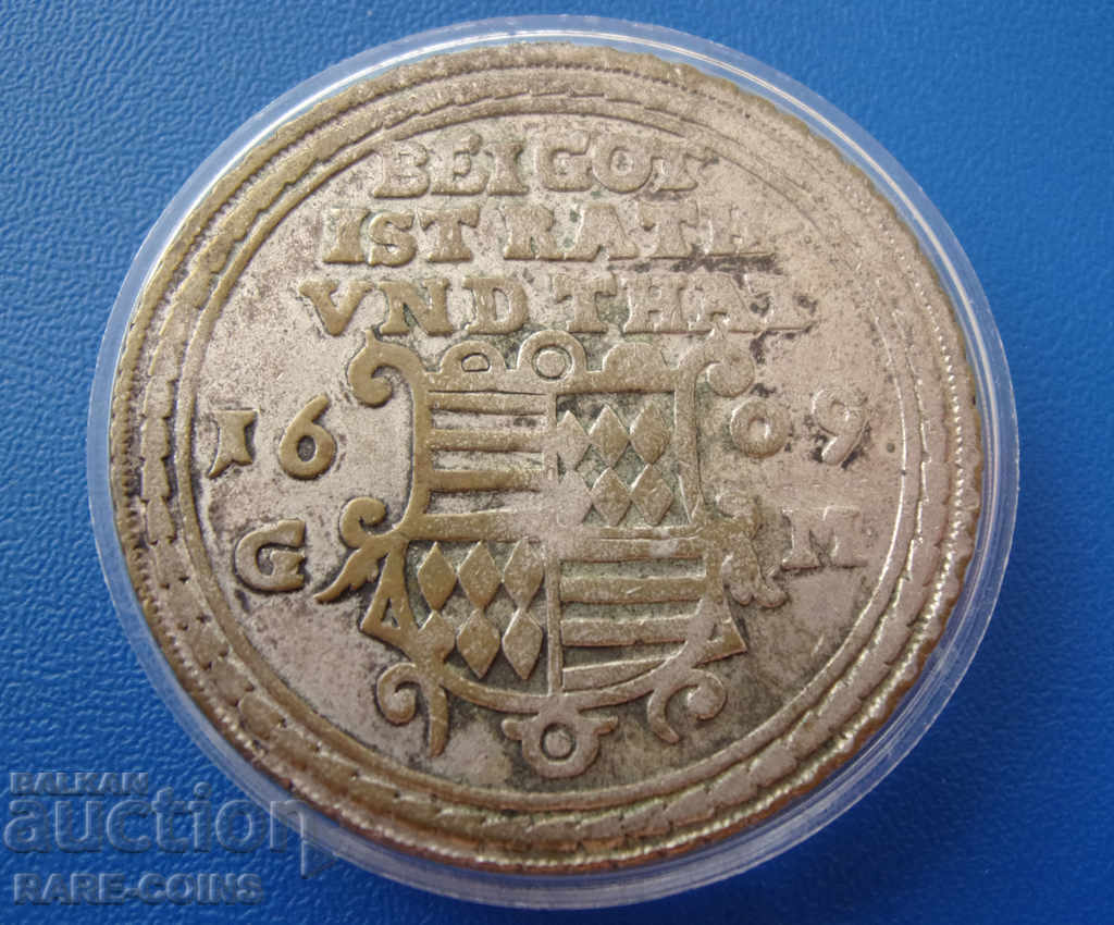 MANSFELD-EIGENTLICHE-HINTERORT Thaler 1609 Σπάνιο πρωτότυπο με τιμή € 92.03 | 180.00 BGN