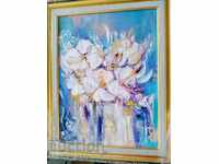 STILL LIFE oil painting canvas gold foil signature frame