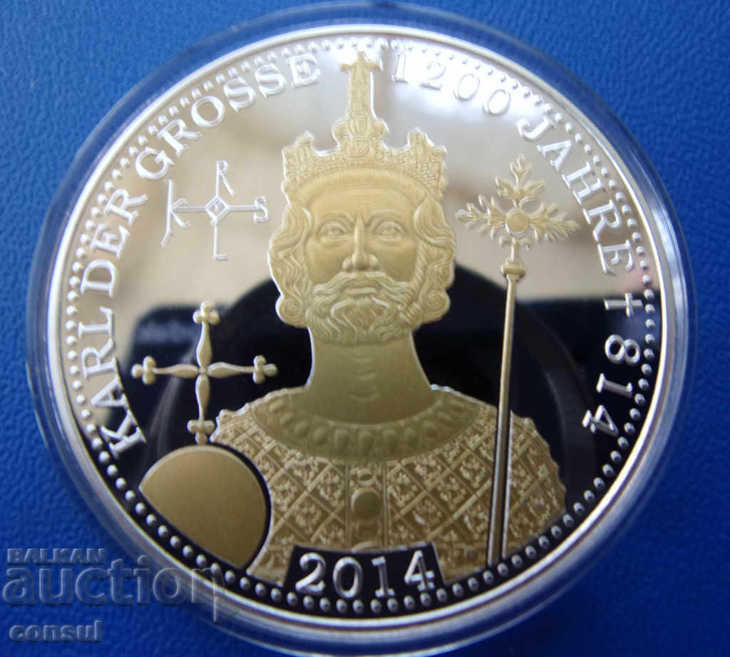 Germany Charlemagne 2014 Silver 36mm. Gilding UNC Rare