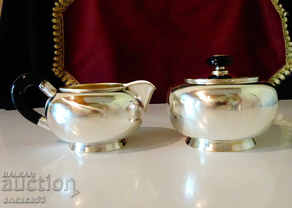 German silver-plated jug and sugar bowl, markings German silver-plated jug and sugar bowl, markings