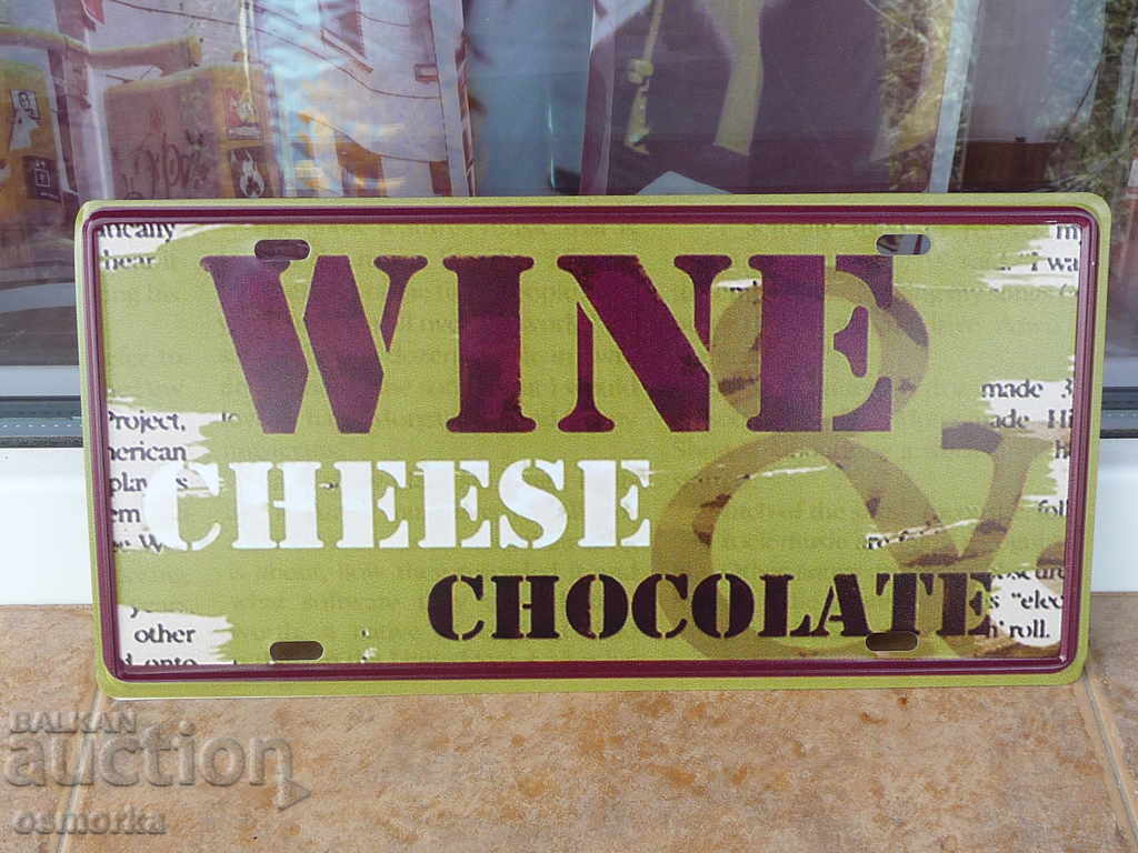 Metal sign number wine cheese chocolate gourmet connoisseurs white Metal sign number wine cheese chocolate gourmet connoisseurs white