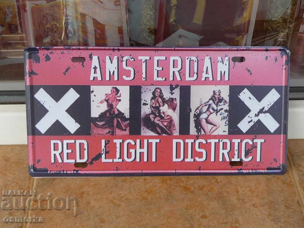 Μεταλλική πινακίδα Άμστερνταμ κόκκινο φανάρι erotica xxl