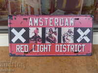 Metal number plate Amsterdam red lantern erotica xxl