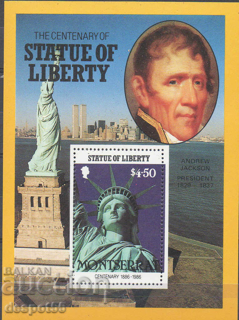 1986. Μοντσερράτ. 100 χρόνια από το Άγαλμα της Ελευθερίας. ΟΙΚΟΔΟΜΙΚΟ ΤΕΤΡΑΓΩΝΟ.