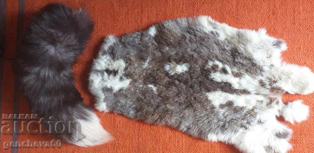 Rabbit skin and fox tail for decoration Rabbit skin and fox tail for decoration