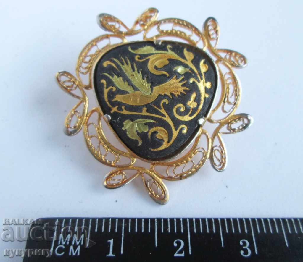 Auction  Old lady brooch jewel filigree gilding Toledo