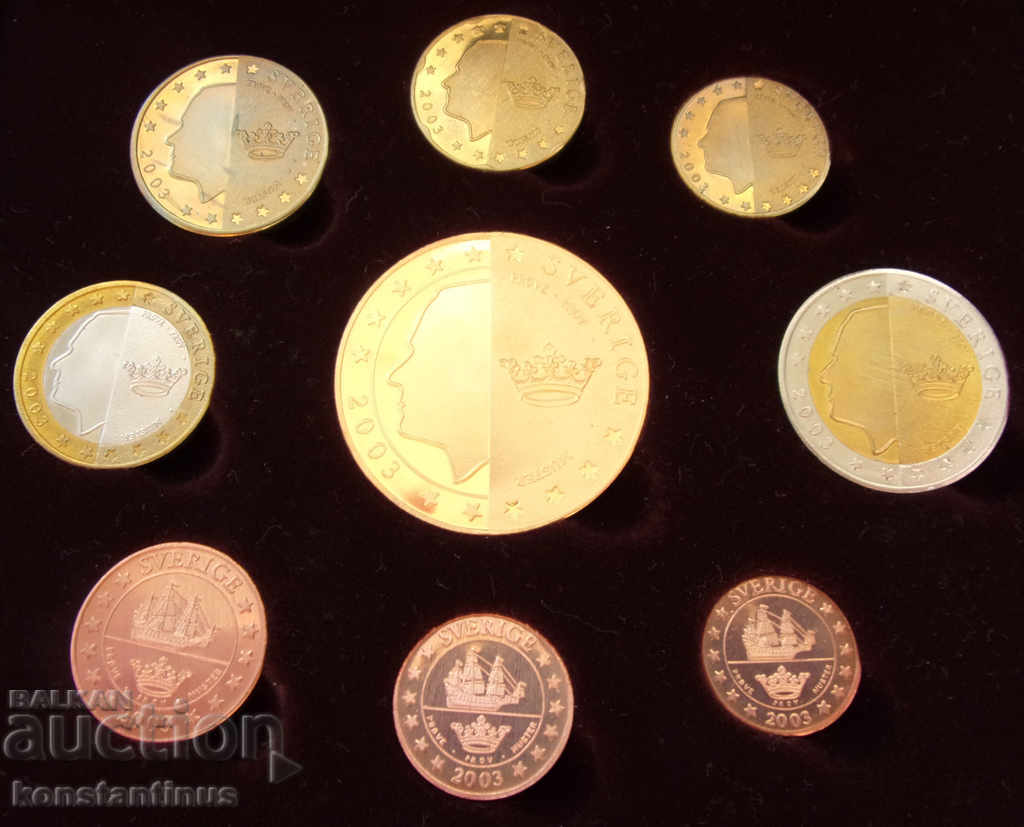 Auction  Sweden PATERN Set Euro 2003 UNC PROOF Very Rare