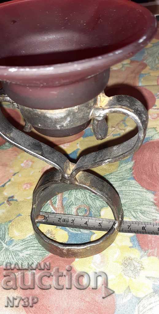 CANDLEHOLDER. WROUGHT IRON AND STAINED GLASS. with price 12.00 BGN | € 6.14 CANDLEHOLDER. WROUGHT IRON AND STAINED GLASS. with price 12.00 BGN | € 6.14
