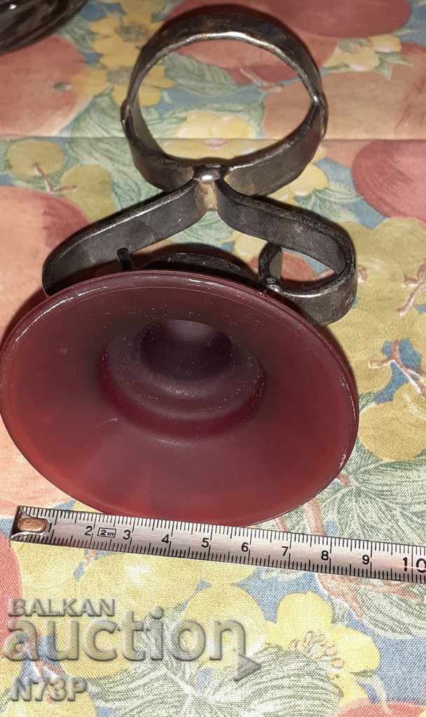 Auction CANDLEHOLDER. WROUGHT IRON AND STAINED GLASS. Auction CANDLEHOLDER. WROUGHT IRON AND STAINED GLASS.