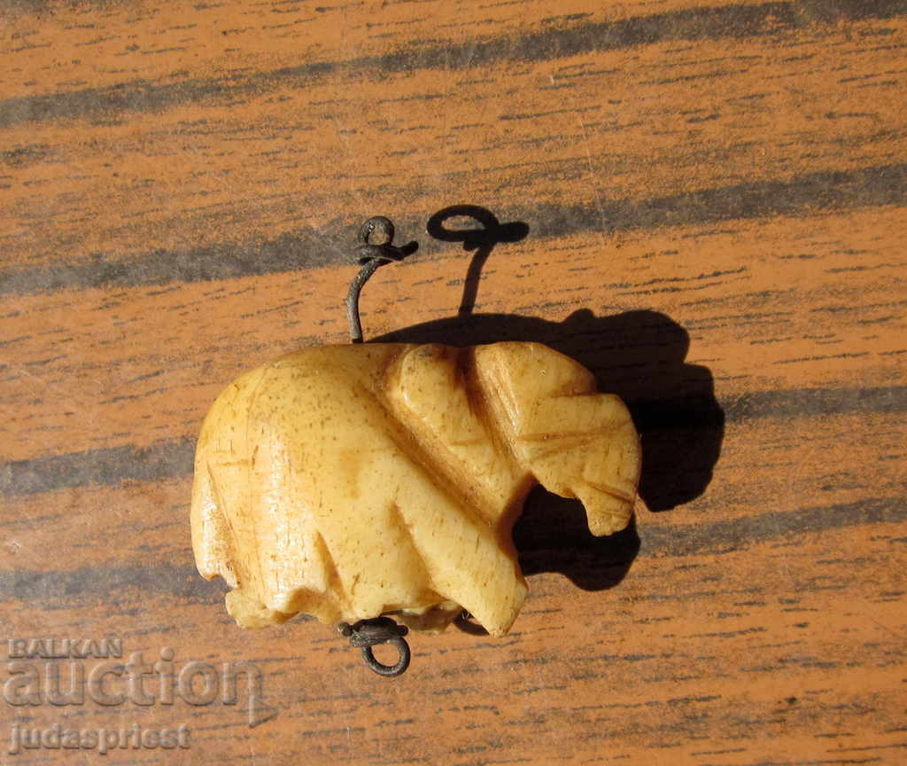 Antique Elephant Pendant, Elephant Cub, Real Ivory