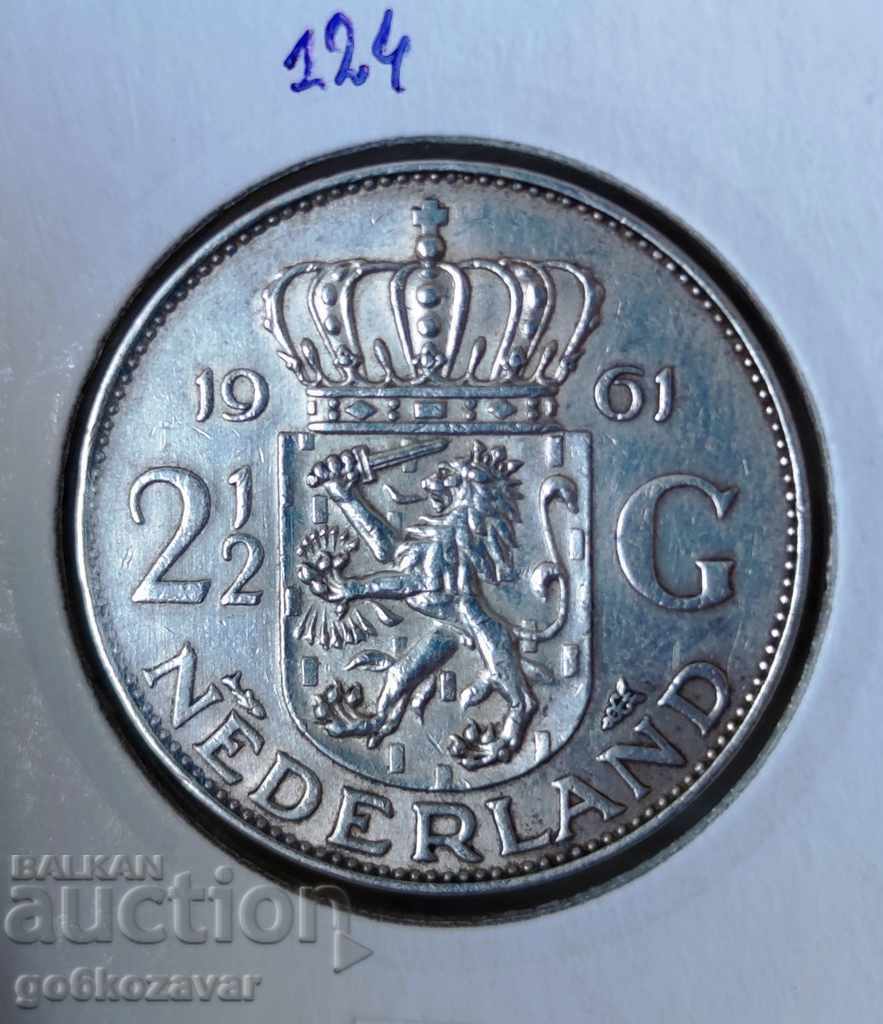Netherlands 2/1/2 Guilder 1961 Silver! Netherlands 2/1/2 Guilder 1961 Silver!