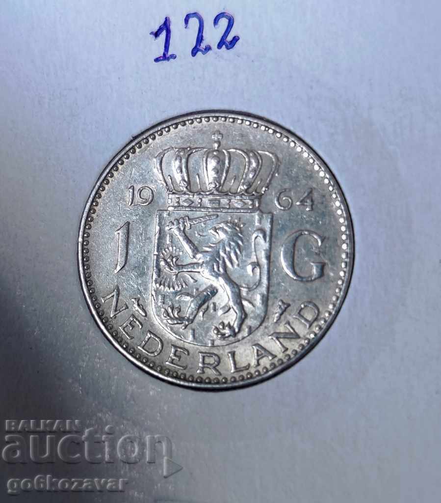 Netherlands 1 guilder 1964 Silver!