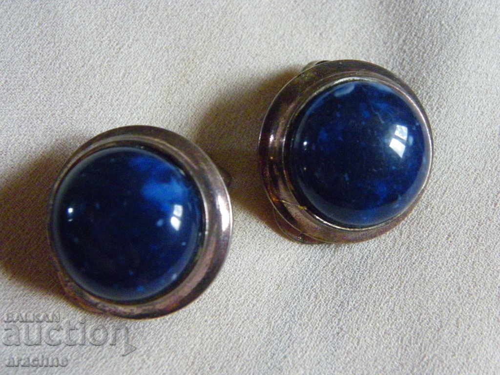 Παράδοση Παλιά σκουλαρίκια από ασημένιο καναδικό με σοδαλίτη Παράδοση Παλιά σκουλαρίκια από ασημένιο καναδικό με σοδαλίτη