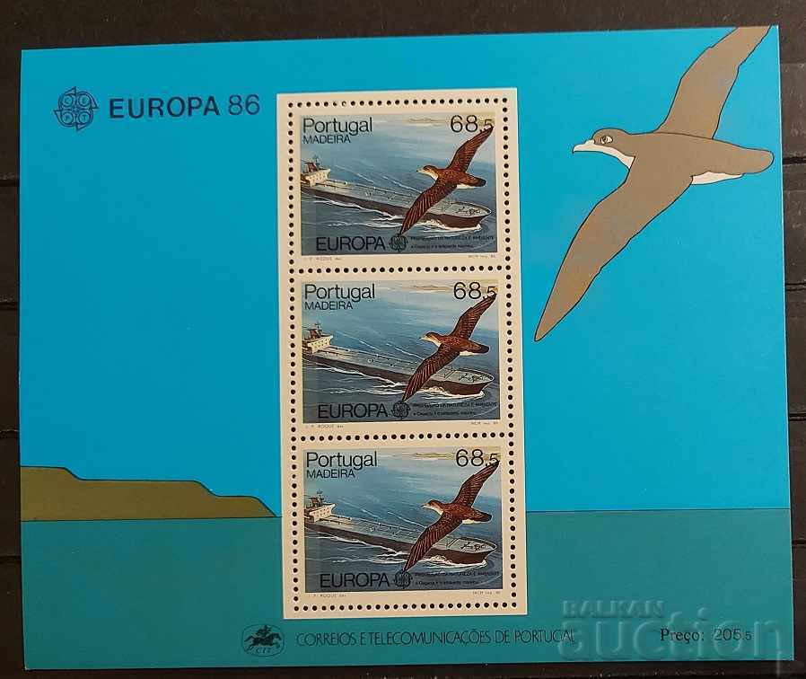 Portugalia / Madeira 1986 Europa CEPT Nave / Păsări Bloc MNH