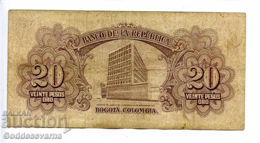 Colombia 20 Pesos 1961 Pick 401 Ref 6183 with price 40.00 BGN | € 20.45 Colombia 20 Pesos 1961 Pick 401 Ref 6183 with price 40.00 BGN | € 20.45