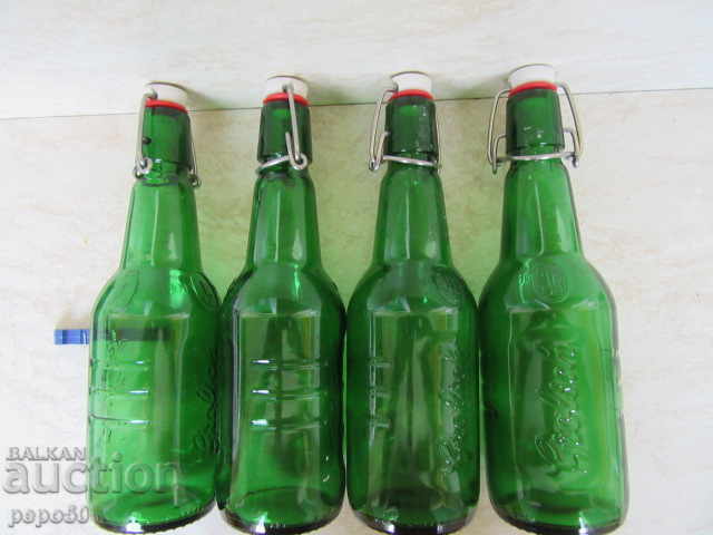 Auction 4 pcs. INTERESTING GLASS BOTTLES - x450 ml Auction 4 pcs. INTERESTING GLASS BOTTLES - x450 ml