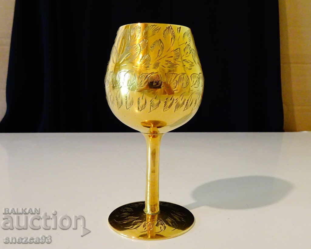 Bronze goblet with British India gilding, marked.
