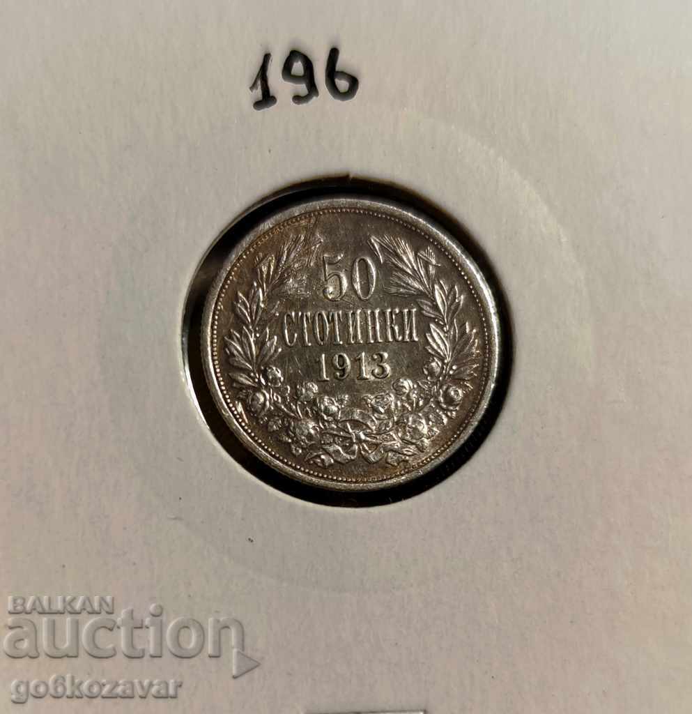 Bulgaria 50 cent 1913 silver. Quality!