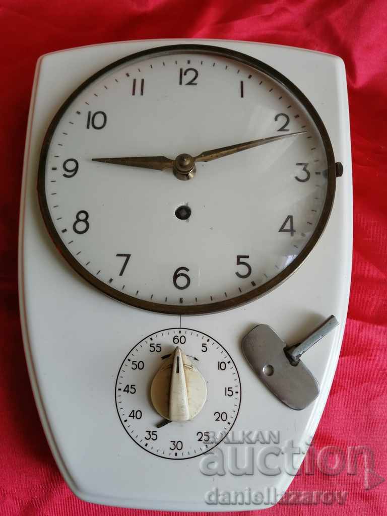 Old German Ceramic Kitchen Clock with Timer 1950/60. with price 125.00 BGN | € 63.91 Old German Ceramic Kitchen Clock with Timer 1950/60. with price 125.00 BGN | € 63.91