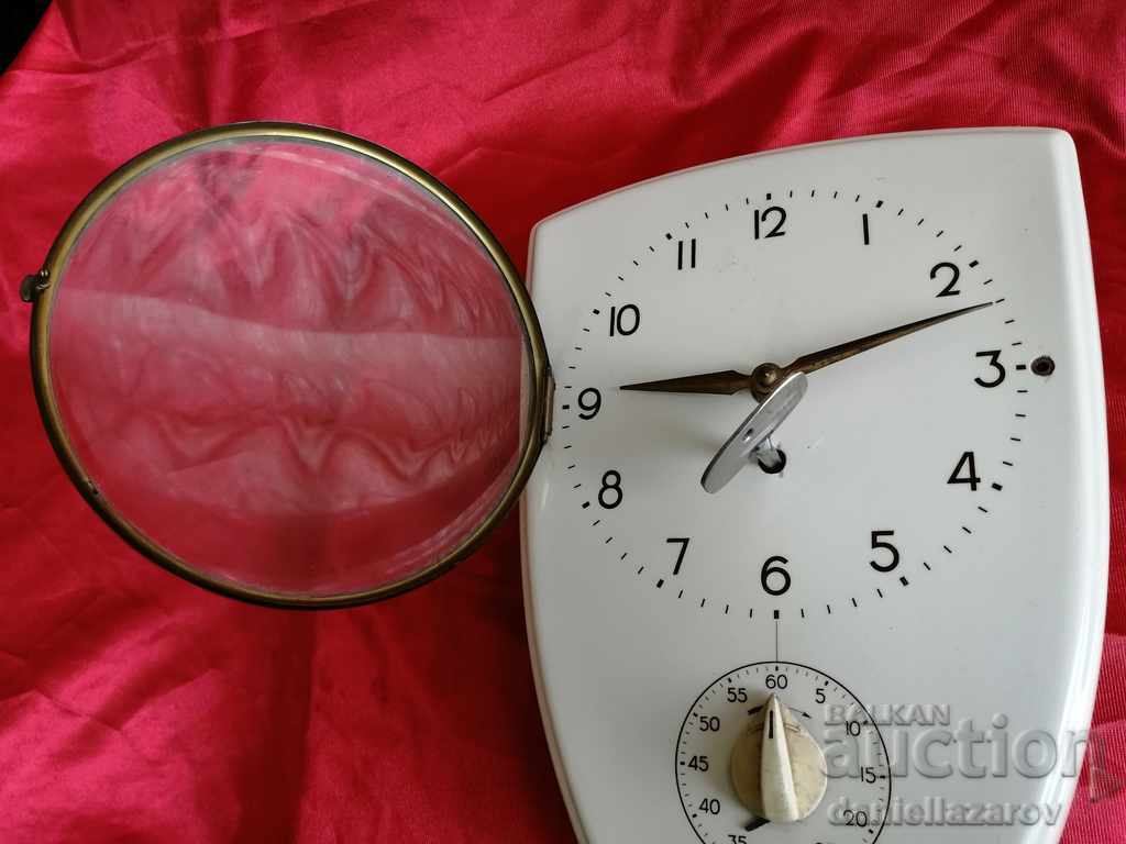 Delivery of Old German Ceramic Kitchen Clock with Timer 1950/60. Delivery of Old German Ceramic Kitchen Clock with Timer 1950/60.