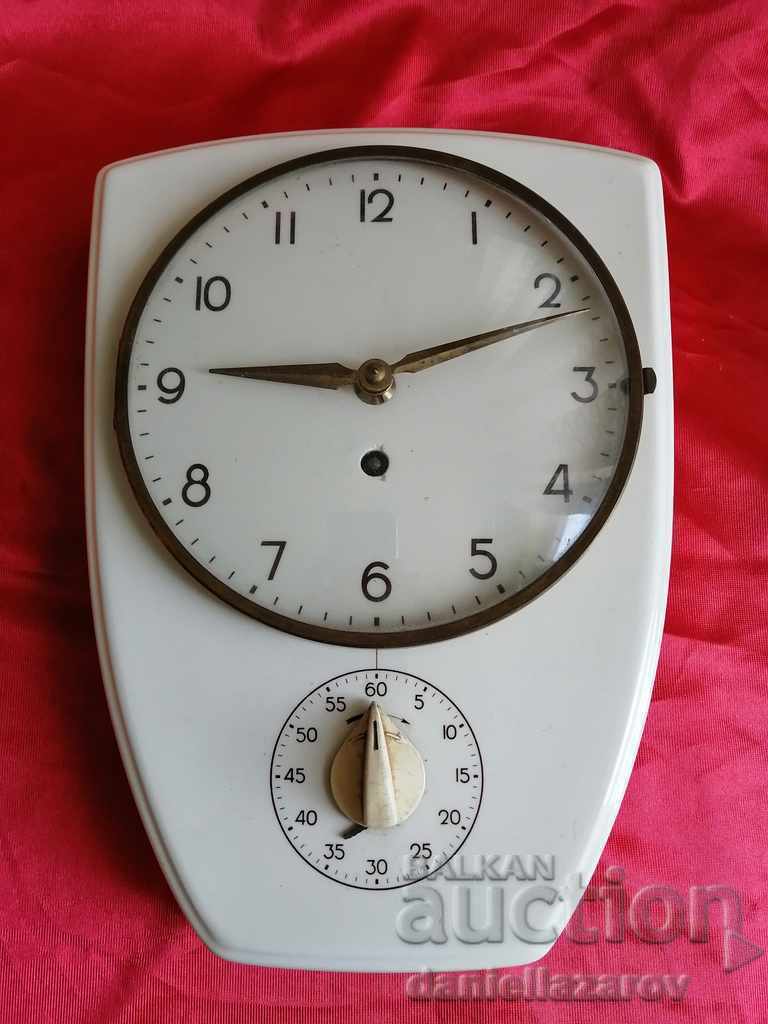 Стар Немски Керамичен Кухненски Часовник сТаймер 1950/60г.
