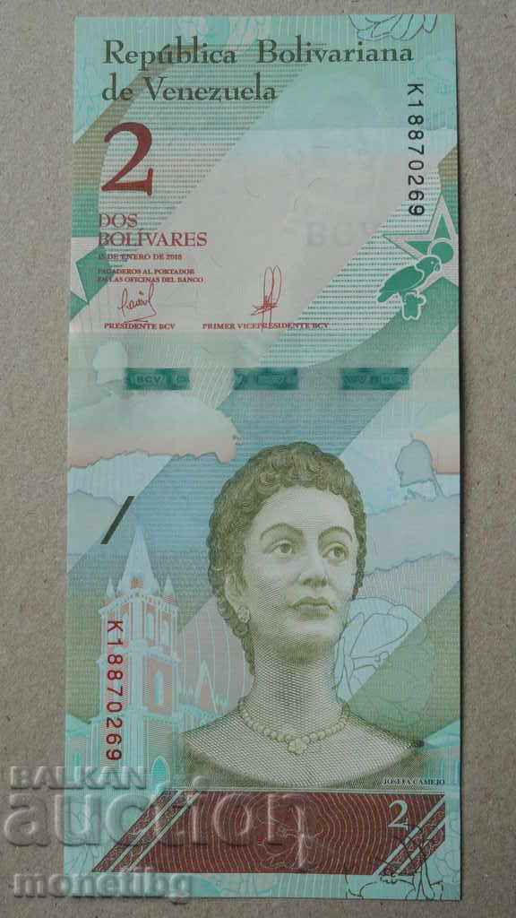 Licitație Venezuela 2018 - 2 bolivari UNC