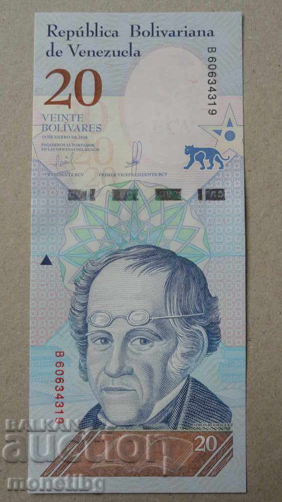Licitație Venezuela 2018 - 20 bolivari UNC