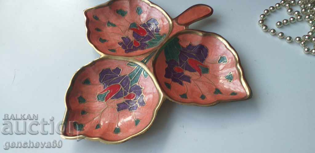 Όμορφο μπρούτζινο πιάτο για ξηρούς καρπούς, τριπλό σμάλτο - 5 Όμορφο μπρούτζινο πιάτο για ξηρούς καρπούς, τριπλό σμάλτο - 5