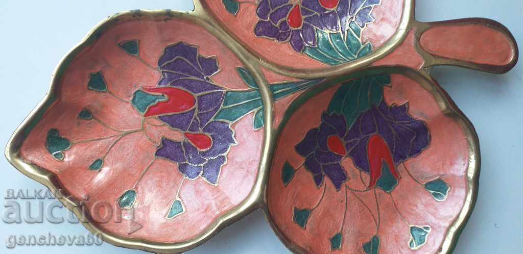 Όμορφο μπρούτζινο πιάτο για ξηρούς καρπούς, τριπλό σμάλτο - 7 Όμορφο μπρούτζινο πιάτο για ξηρούς καρπούς, τριπλό σμάλτο - 7