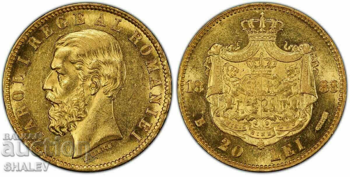 20 Lei 1883 Romania - PCGS MS61 (Aur) cu preț 5299.89 BGN | € 2709.79