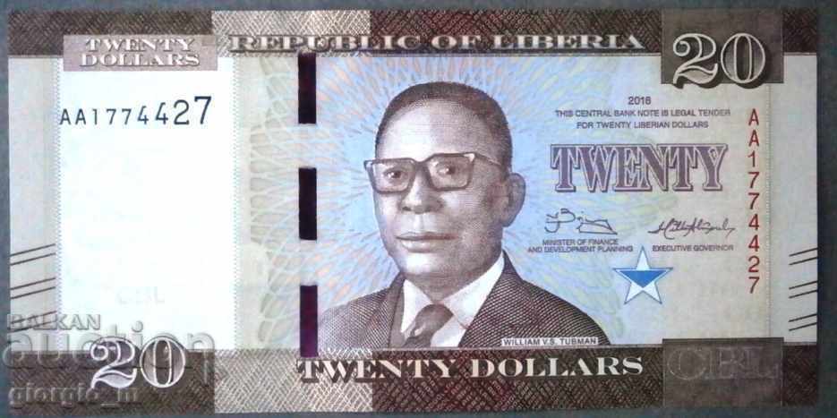 Либерия 20 долара 2016г