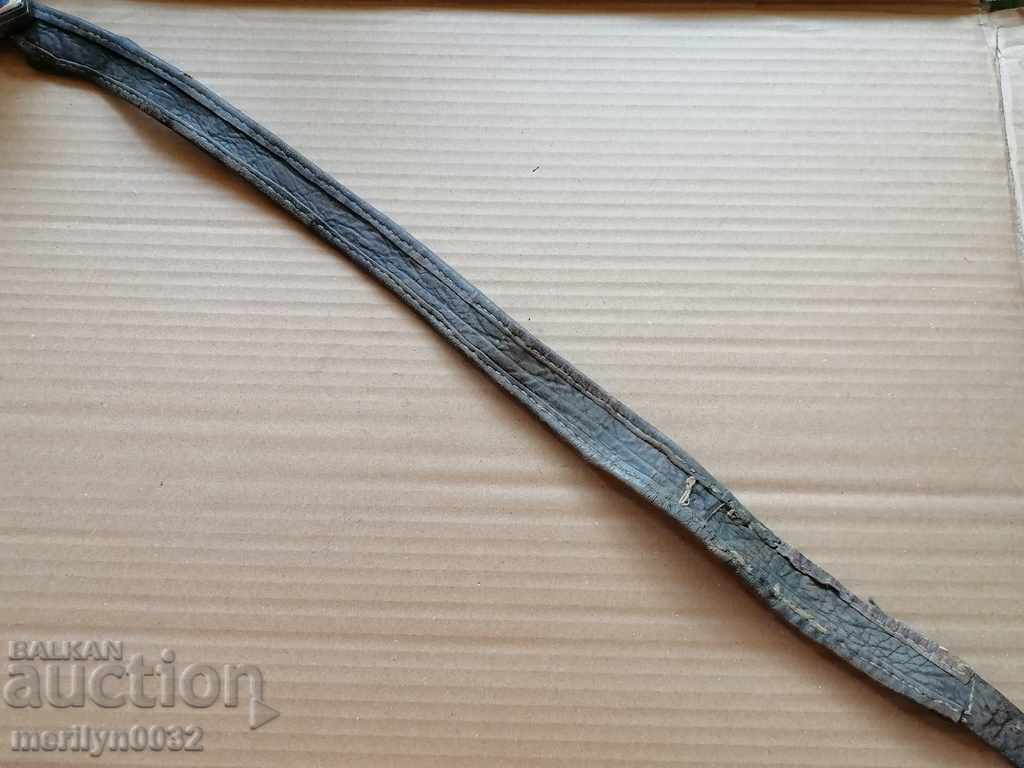 Old handwoven leather belt for pafti beads blue costume - 5 Old handwoven leather belt for pafti beads blue costume - 5