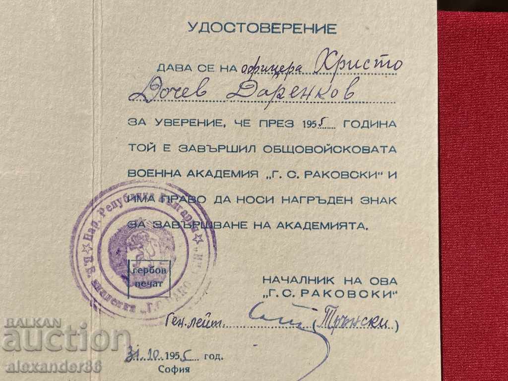 Rare document OVA G.S. Rakovski 1955 Signature Slavcho Transki with price 40.00 BGN | € 20.45 Rare document OVA G.S. Rakovski 1955 Signature Slavcho Transki with price 40.00 BGN | € 20.45
