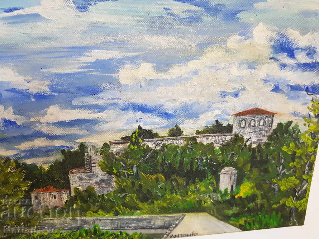 Auction Oil painting canvas "Fortress Baba Vida" signed Auction Oil painting canvas "Fortress Baba Vida" signed