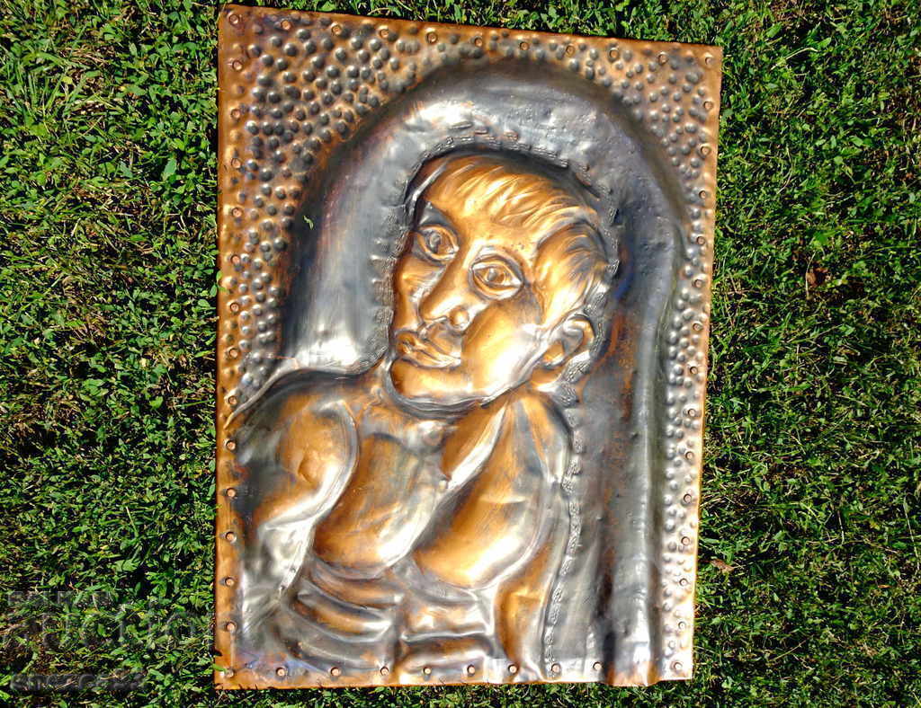 Auction Forged copper painting, portrait 2 kg. Auction Forged copper painting, portrait 2 kg.