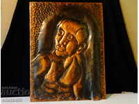 Forged copper painting, portrait 2 kg.