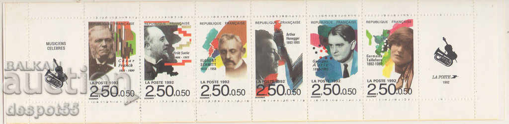 1992. Франция. Известни композитори. Карнет.