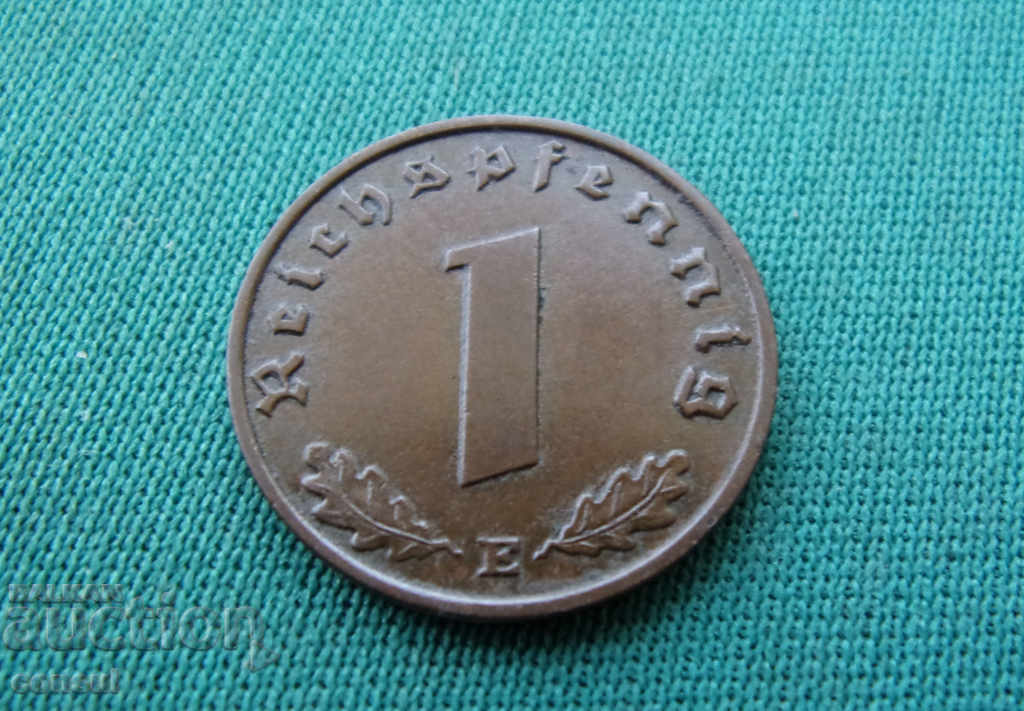 Germania III Reich 1 Pfennig 1938 E Rare cu preț € 2.56 | 5.01 BGN