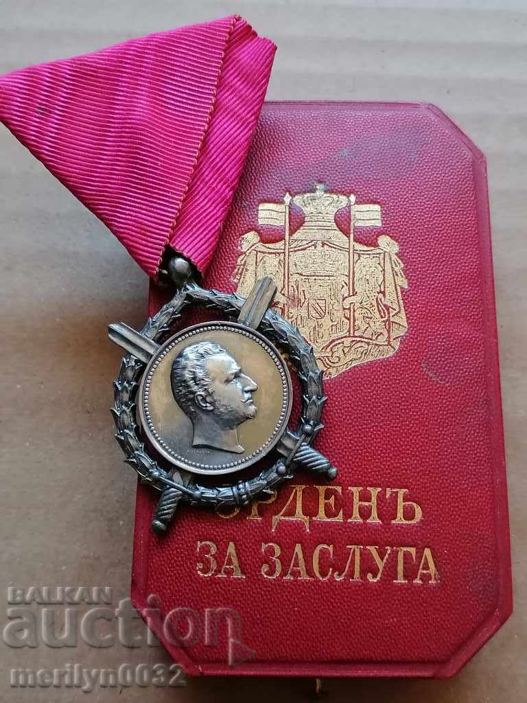 Орден За Заслуга Княжество България лента кутия Rothe&Neffe