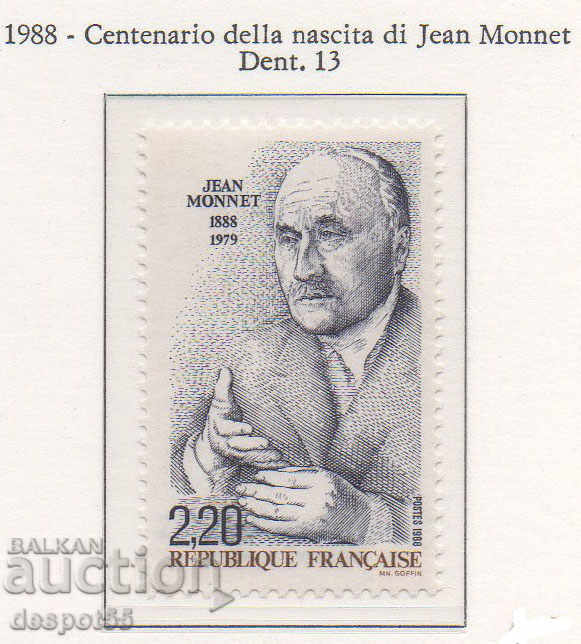 1988. France. 100th anniversary of the birth of Jean Monnet.