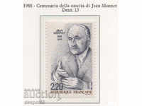 1988. France. 100th anniversary of the birth of Jean Monnet.