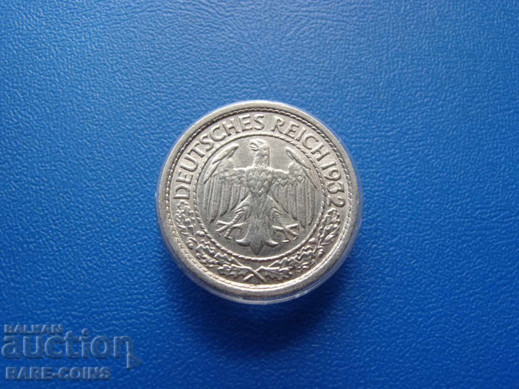 Το Weimar Germany 50 Pfennig 1932 είναι εξαιρετικά σπάνιο πρωτότυπο με τιμή € 145.72 | 285.00 BGN